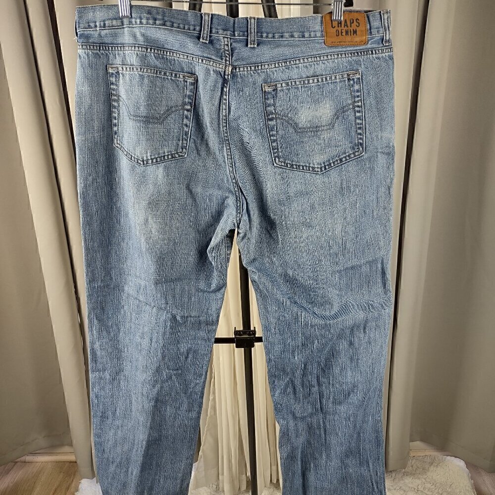 Chaps Straight Fit Blue Denim Cargo 100% Cotton Y2K Vintage Jeans Size 42x30 - Picture 4 of 10